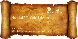 Matkó Adrián névjegykártya